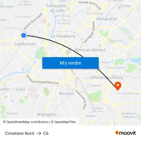 Cimetiere Nord to C6 map