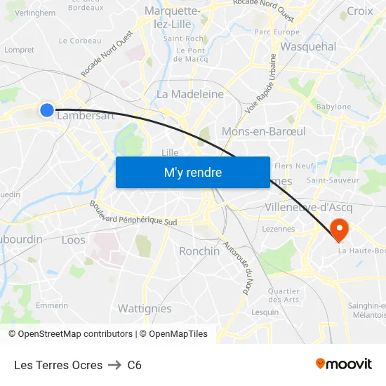 Les Terres Ocres to C6 map