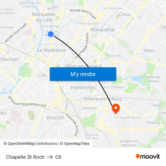 Chapelle St Roch to C6 map