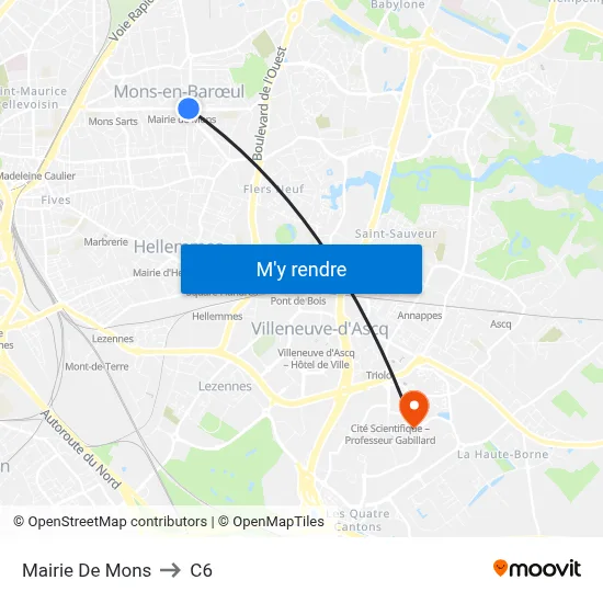 Mairie De Mons to C6 map