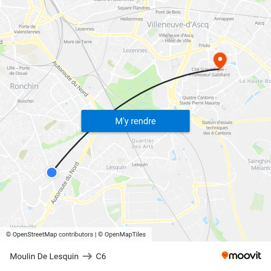 Moulin De Lesquin to C6 map
