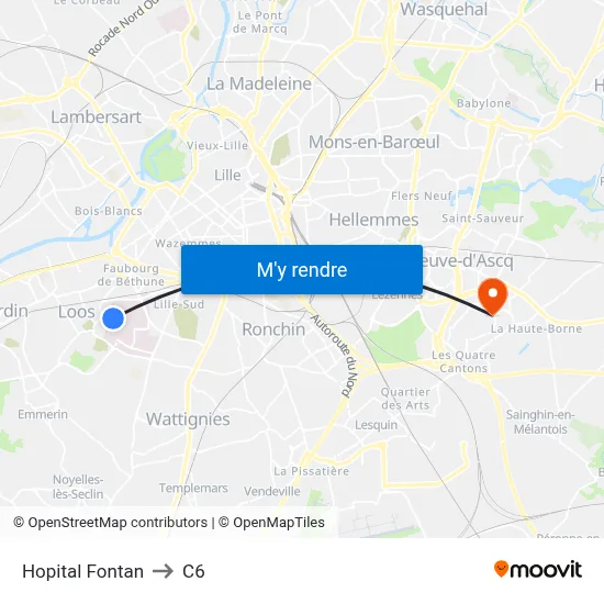 Hopital Fontan to C6 map