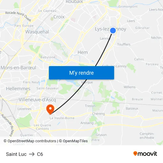 Saint Luc to C6 map