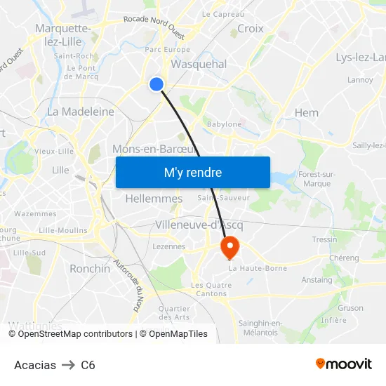 Acacias to C6 map