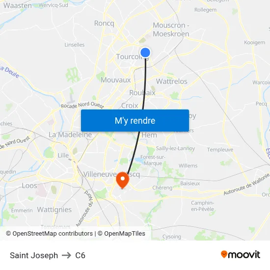 Saint Joseph to C6 map