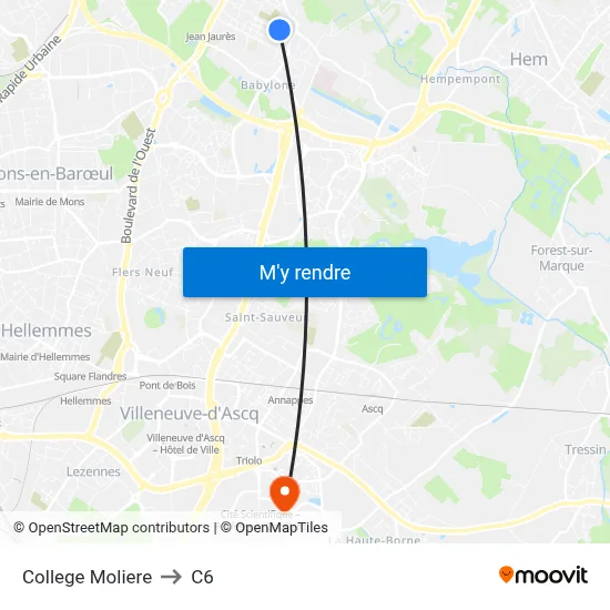 College Moliere to C6 map