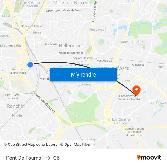 Pont De Tournai to C6 map