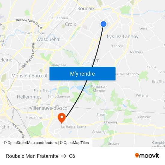 Roubaix Man Fraternite to C6 map