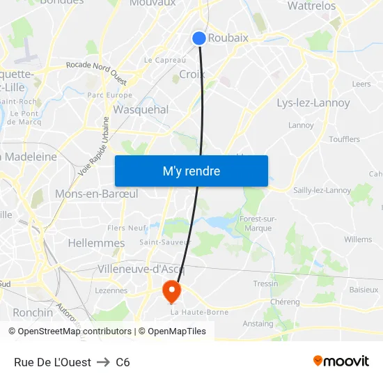 Rue De L'Ouest to C6 map
