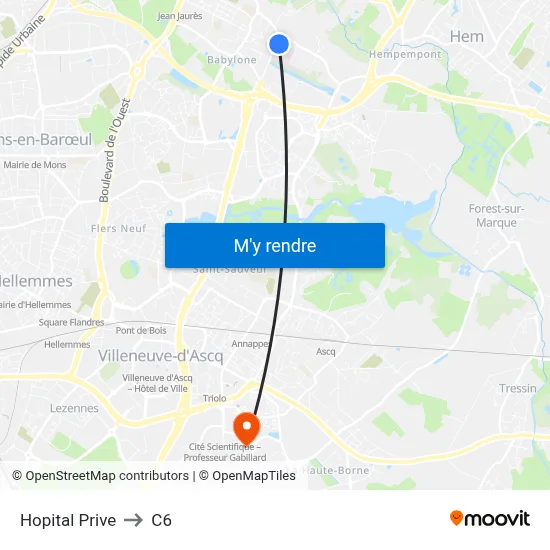 Hopital Prive to C6 map
