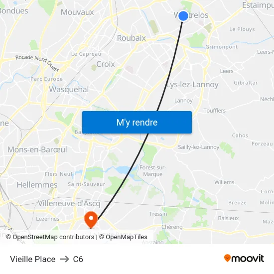 Vieille Place to C6 map