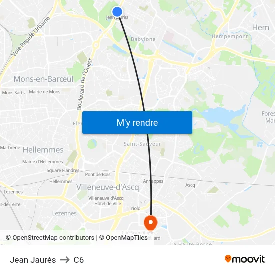 Jean Jaurès to C6 map