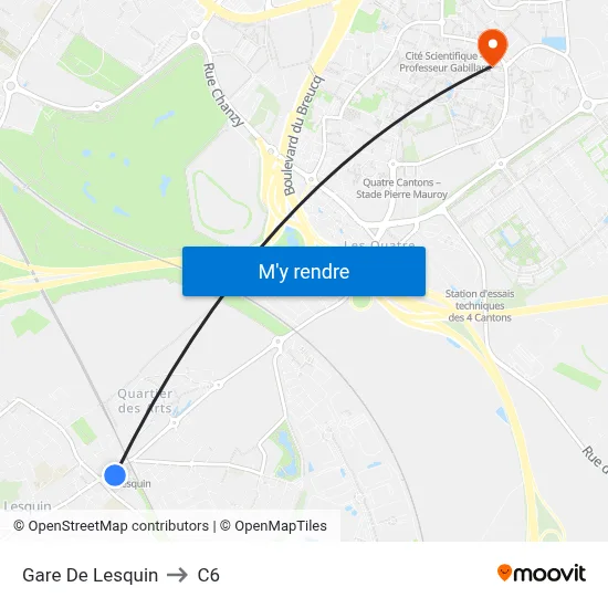 Gare De Lesquin to C6 map