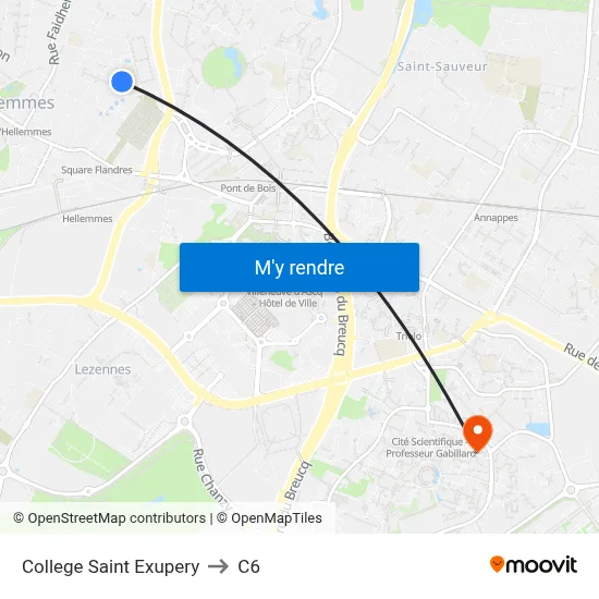 College Saint Exupery to C6 map