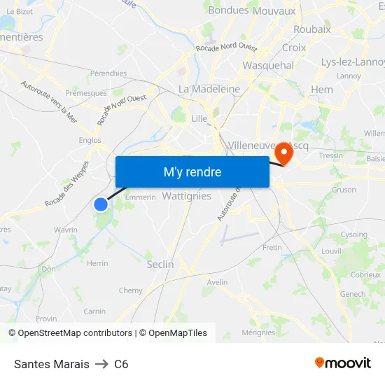 Santes Marais to C6 map