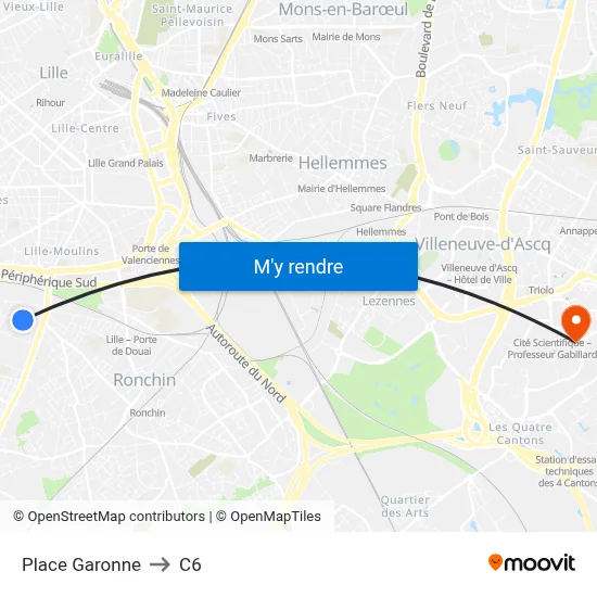 Place Garonne to C6 map