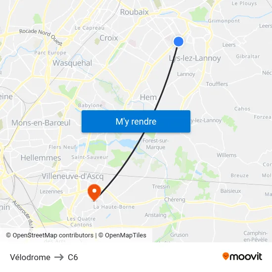 Vélodrome to C6 map