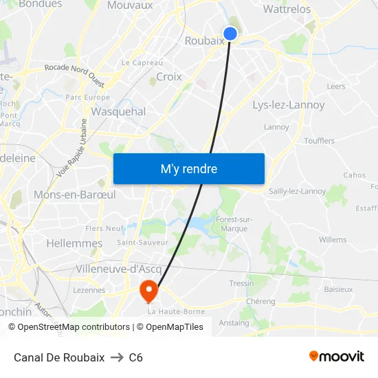 Canal De Roubaix to C6 map