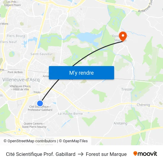 Cité Scientifique Prof. Gabillard to Forest sur Marque map