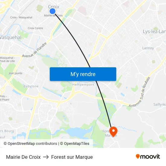 Mairie De Croix to Forest sur Marque map