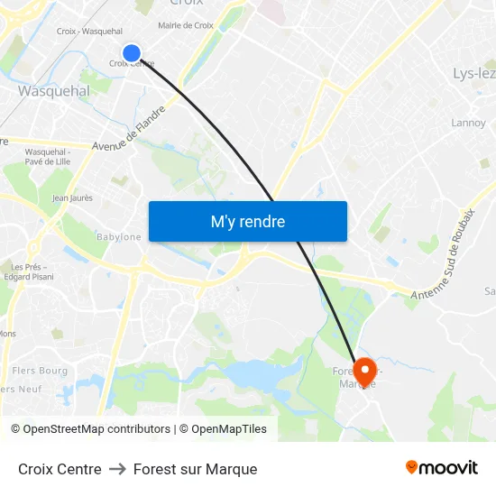 Croix Centre to Forest sur Marque map