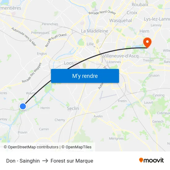 Don - Sainghin to Forest sur Marque map