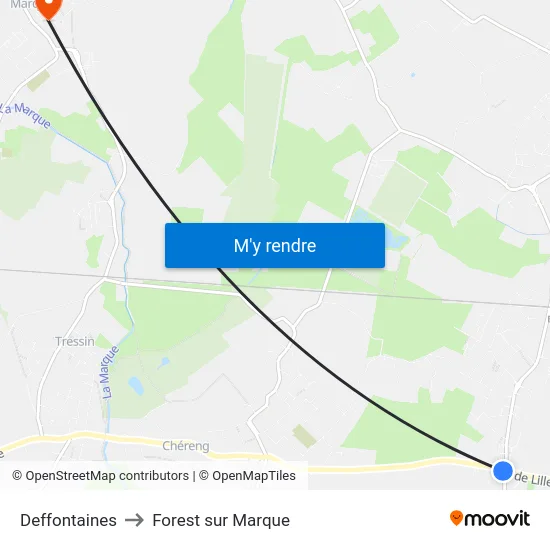 Deffontaines to Forest sur Marque map