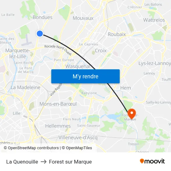 La Quenouille to Forest sur Marque map
