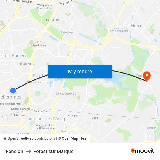 Fenelon to Forest sur Marque map