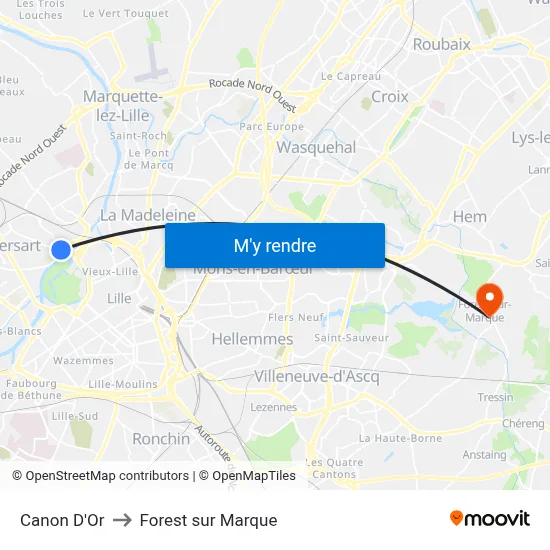 Canon D'Or to Forest sur Marque map