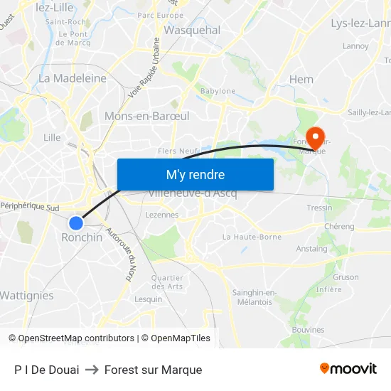 P I De Douai to Forest sur Marque map