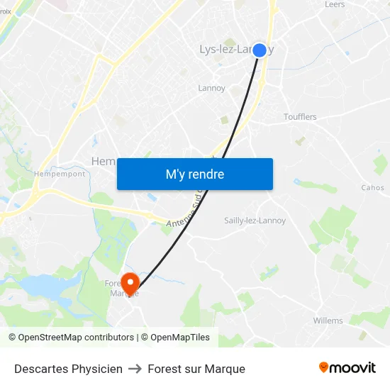 Descartes Physicien to Forest sur Marque map