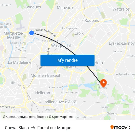 Cheval Blanc to Forest sur Marque map