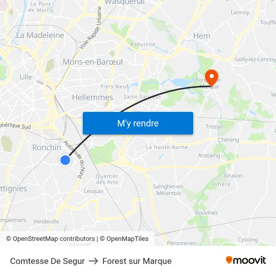 Comtesse De Segur to Forest sur Marque map