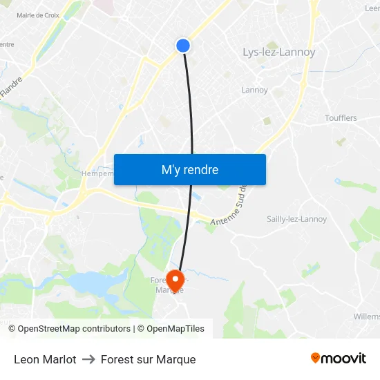Leon Marlot to Forest sur Marque map