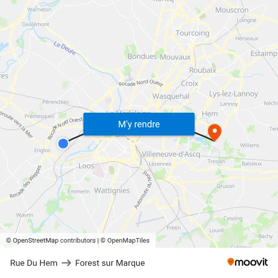 Rue Du Hem to Forest sur Marque map