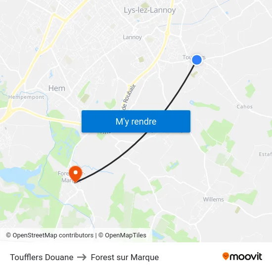 Toufflers Douane to Forest sur Marque map