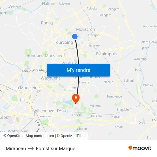 Mirabeau to Forest sur Marque map