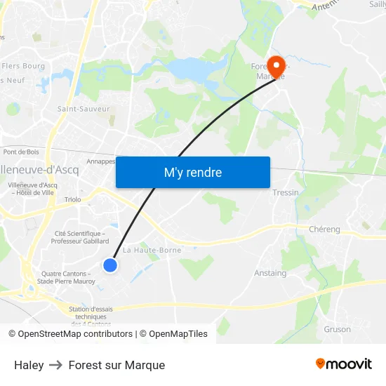 Haley to Forest sur Marque map