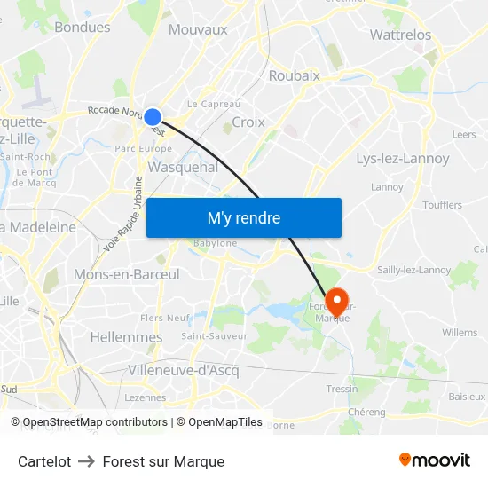 Cartelot to Forest sur Marque map