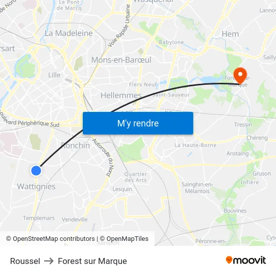 Roussel to Forest sur Marque map