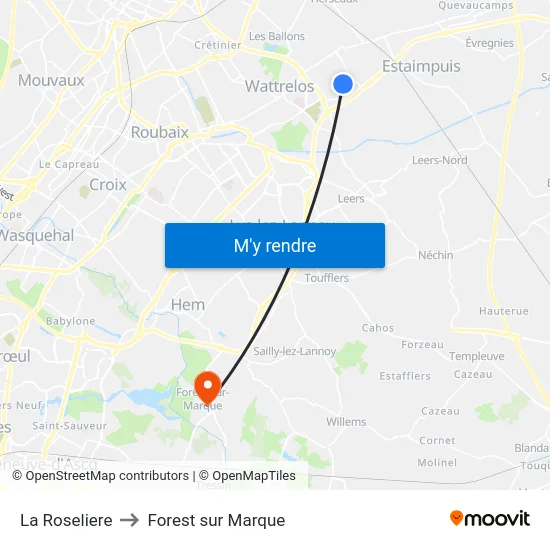 La Roseliere to Forest sur Marque map