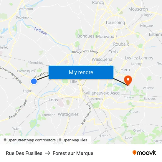 Rue Des Fusilles to Forest sur Marque map