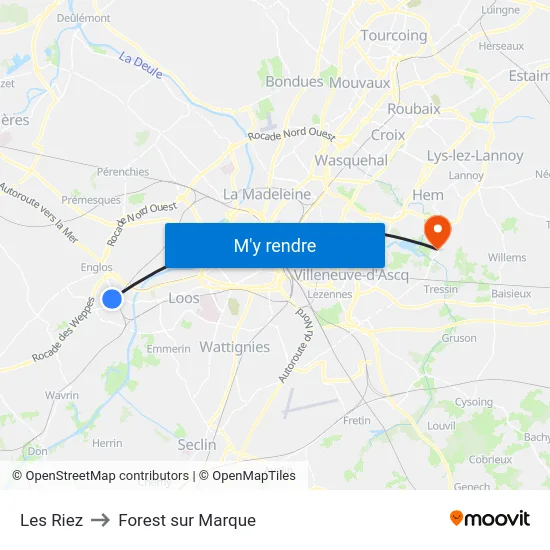 Les Riez to Forest sur Marque map