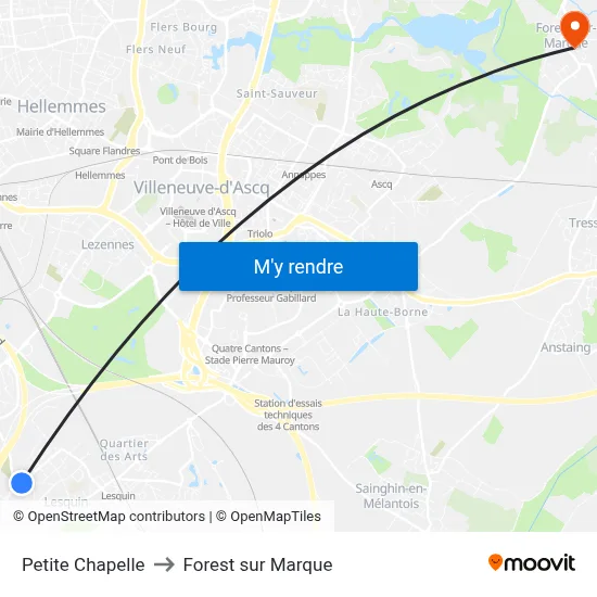 Petite Chapelle to Forest sur Marque map