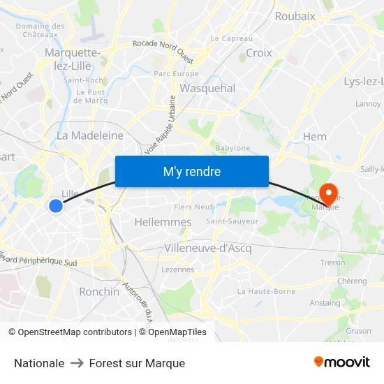 Nationale to Forest sur Marque map