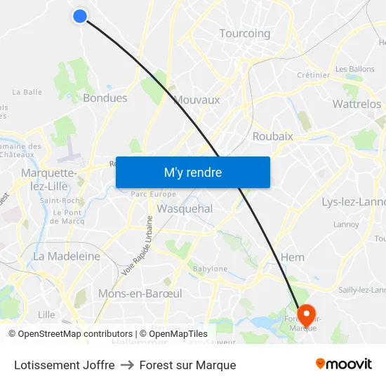 Lotissement Joffre to Forest sur Marque map