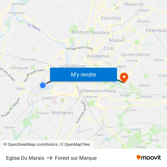 Eglise Du Marais to Forest sur Marque map