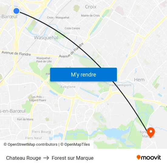Chateau Rouge to Forest sur Marque map