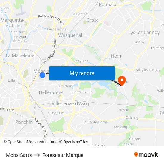 Mons Sarts to Forest sur Marque map